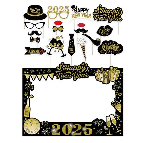 New Year's Eve photo booth kit! Includes frame, 18 props, sticks & adhesive.  Easy DIY fun for parties & celebrations. New Year Photo Props, New Years Eve Picture Ideas, New Year Eve Picture Ideas, Nye Photo Booth, New Years Eve Pictures, New Years Eve Party Ideas Decorations, New Year Printables, Diy Photo Booth Props, November Activities