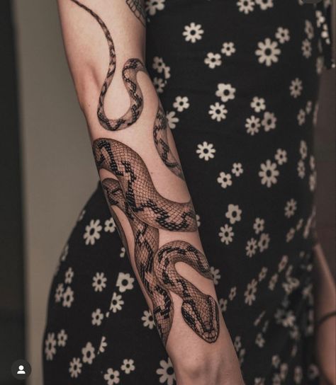 Cool Snake Tattoos For Men, Snake Around Hand Tattoo, Real Snake Tattoo, Snake Tattoo Down Arm, Calf And Shin Tattoo, Arm Wrap Snake Tattoo, Ball Python Wrapped Around Arm Tattoo, Snake Coiling Around Arm Tattoo, Phyton Snake Tattoo