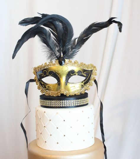 Masquerade Cake Topper Mask Gold and Black by OverTheTopCakeTopper Masquerade Cake Topper, Masquerade Cake, Masquerade Cakes, Masquerade Party Decorations, Mardi Gra, 50 Birthday, Mardi Gras Carnival, Gold Mask, 50th Birthday Cake