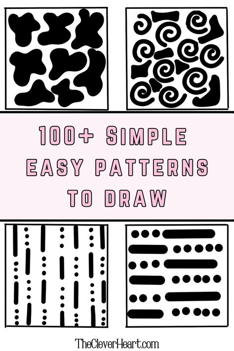 LOVE these pattern ideas! I'd been looking for some easy patterns to draw and doodle - these are great. Patterns For Doodling, Designs To Draw Patterns Easy, Random Patterns Drawing Easy, Drawing Ideas Easy Doodles Pattern Simple, Doodle Pattern Ideas, Pattern Drawing For Kids, Drawing Patterns Easy, Random Designs Pattern, Doodle Patterns Easy