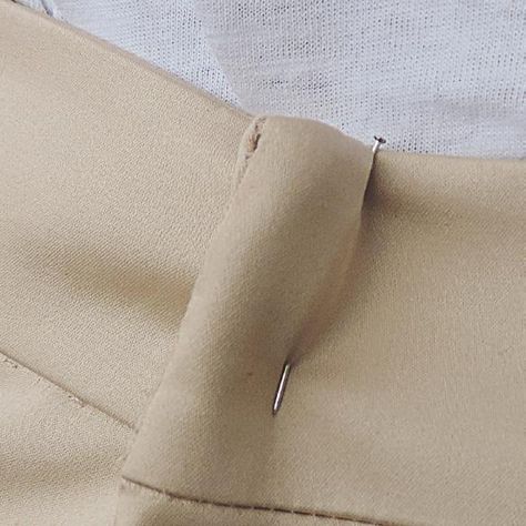 How to take in trousers at the waist - The Sewing Directory How To Take In A Waistband Pants, Take In Pants Waist Diy, How To Take Up Pants In The Waist, How To Reduce Pants Waist, How To Take In Trousers Waist, How To Fix Loose Pants Waist, How To Take In Waist Of Pants, Taking In Waist Of Pants, Take In Pants Waist