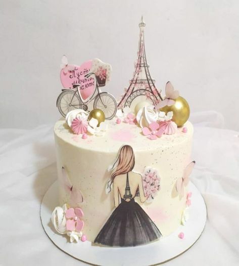 Paris Cake Ideas, Pink Panther Cake, Latest Cake Design, Paris Birthday Cakes, Glamour Cake, Bolo Paris, Paris Themed Cakes, Paris Cake, Eiffel Tower Cake