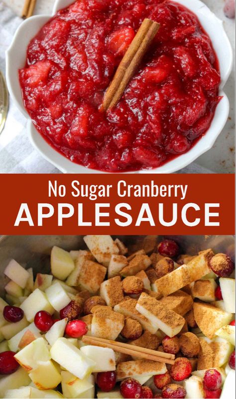 No sugar cranberry applesauce No Sugar Cranberry Sauce, Sugar Free Cranberry Sauce Recipes, Cranberry Sauce No Sugar, Frozen Applesauce, Canning Cranberry Sauce, Healthy Cranberry Sauce, Apple Cranberry Sauce, Cranberry Applesauce, Freezing Recipes