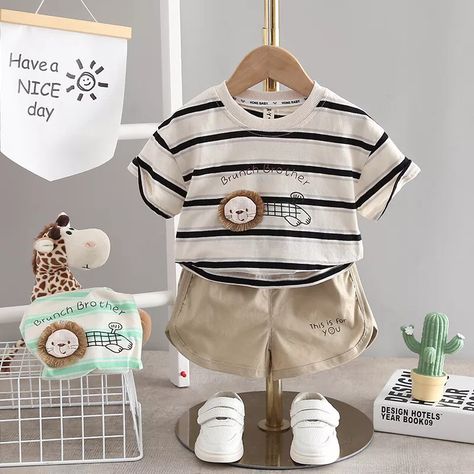 Baby Boys Children Summer T-Shirt Shorts Set Clothes Kids Toddler Casual Outfits | eBay Handsome Clothes, Kids Summer Clothes, Summer Outfits Kids, Boys Stripes, Kid's Fashion, Girls Stripes, New Baby Boys, Girls Summer Outfits, Baby Shorts