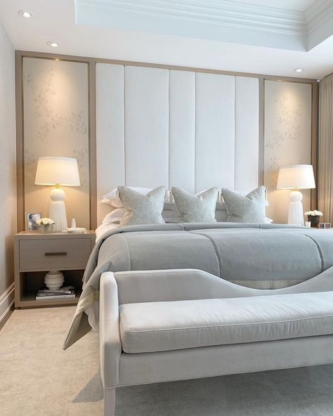 MEMIA INTERIORS on Instagram: “The principle bedroom we designed and completed at our Four Seasons project. Everything in this room we had custom made right down to the…” Principle Bedroom, Seasons Project, Toronto Homes, Contemporary Decor Living Room, Modern Luxury Bedroom, Luxury Bedroom Master, Bedroom Bed Design, Spare Bedroom, Guest Bedrooms