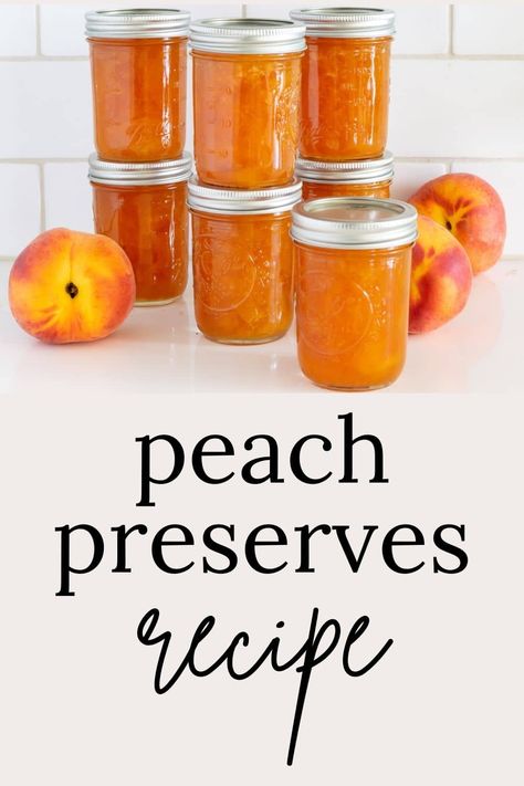 Yearning for the taste of summer all year round? Our homemade Peach Preserves recipe is the answer! Simple ingredients and easy steps for a sweet, sunny treat you'll love. Click to explore the full recipe! #PeachPreserves #Canning #HomemadeJam Preserving Peaches, Peach Canning, Peach Preserves Recipe, Preserves Recipes, Savory Jam, How To Peel Peaches, Canning Peaches, Canning Process, Peach Preserves