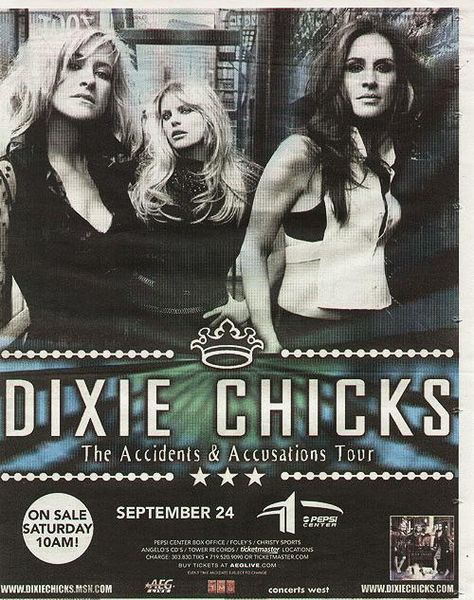 Dixie Chicks Poster, The Dixie Chicks, Pepsi Center, Dixie Chicks, Poster Ads, Boulder Co, Old Music, Expressive Art, Rock Concert