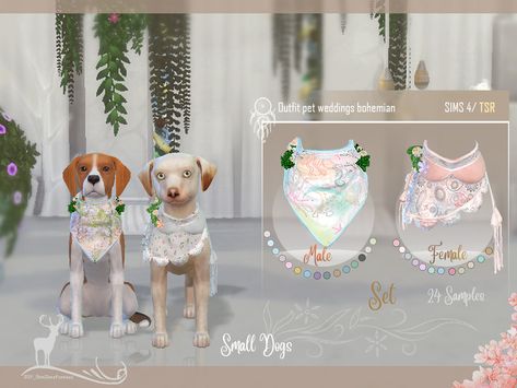 Sims 4 Bohemian, Sims 4 Pets Mod, Pet Outfits, Bohemian Bridesmaid Dress, Bohemian Bridesmaid, Fantasy Play, Sims 4 Tsr, Bohemian Style Wedding, Sims 4 Cc Packs