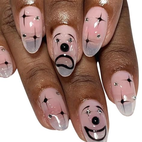 Smile Now Cry Later Nails, Circus Nails, Idol Nails, Smile Now Cry Later, Hippie Nails, Pretty Gel Nails, Coffin Shape Nails, Really Cute Nails, Bright Nails