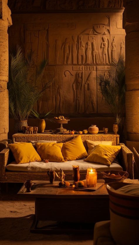 Egyptian Bedroom, Egyptian Furniture, Ancient Egyptian Architecture, Vibe Bedroom, African Interior Design, Appartment Decor, Colonial Interior, Egyptian Design, African Interior