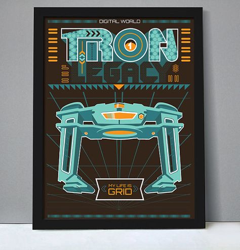 Poster inspired by movie Tron Legacy movie poster by HomePosters Tron Game, Bruce Boxleitner, Gamer Decor, Nerd Room, Tron Legacy, Fan Poster, Adventure Film, 8 Bits, Science Fiction Film