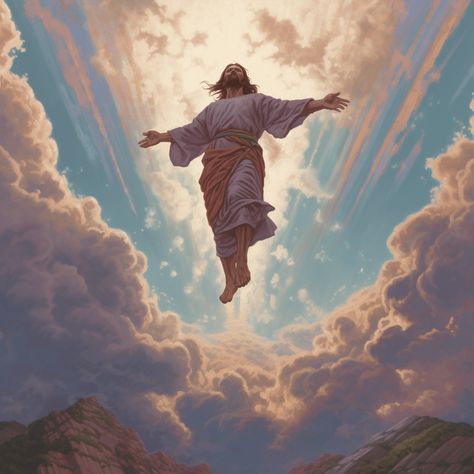 Jesus Christ Aesthetic, Jesus Ascension, The Ascension Of Jesus, Ascension Of Jesus, Ascension Day, Christian Drawings, Biblical Artwork, Christian Graphics, Jesus Drawings