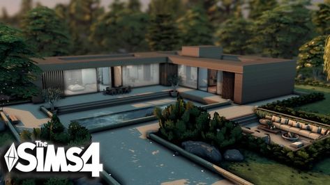 Minimalist glass house | Patreon Sims 4 Minimalist House, Minimalist Glass House, Houses Layout, Sims Room, Sims 4 Modern House, Big Modern Houses, Sims 4 Houses Layout, Oasis Springs, Couples Apartment