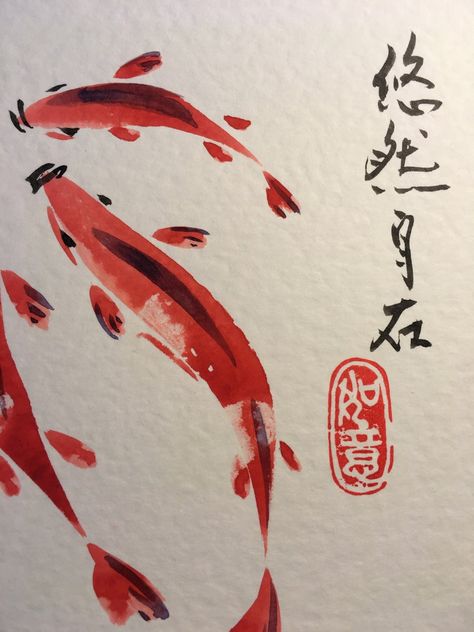 Original Hand Painted Card, Chinese Style Card, Chinese New Year, Lunar New Year Card, Koi Carp, Greeting Card, Birthday Card, Oriental Card - Etsy Australia Chinese Calligraphy Art, Chinese Traditional Art, Chinese Birthday, Chinese Watercolor, Chinese Style Design, Painted Cards, Traditional Chinese Art, Watercolour Card, New Year Art