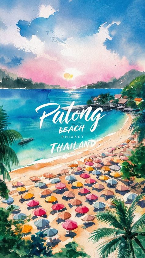 Ideogram Patong Thailand, Painting With Water, Patong Beach, Colour Painting, Phuket Thailand, Water Colour, Phuket, Clean Water, Watercolor Art