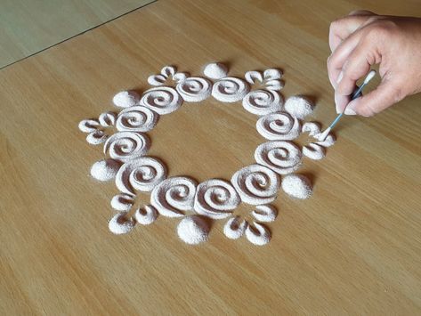 #rangoli #kolam #rangolidesigns #muggulu #whiterangoli #easyrangoli Rangoli Designs White Colour, Everyday Rangoli Designs, Simple White Rangoli Designs, Easy Kolam Designs, White Rangoli, Daily Rangoli Designs, Rangoli For Beginners, Rangoli Designs Simple, Designs Rangoli