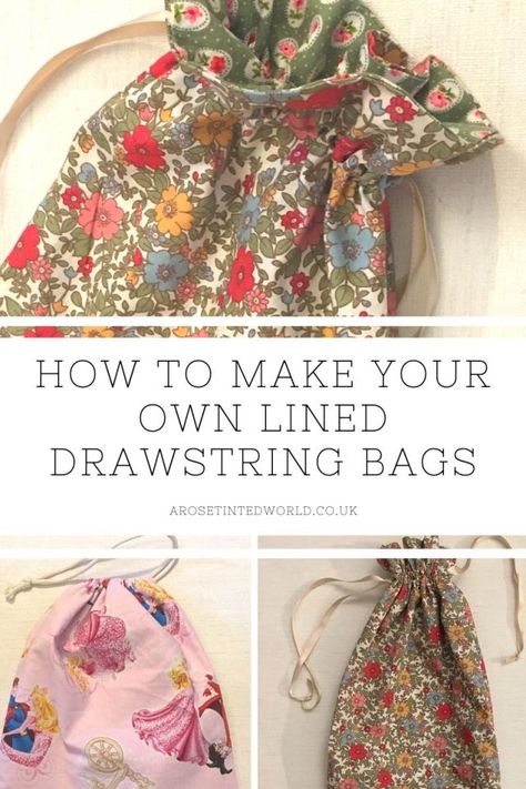 Diy Drawstring Gift Bag, Making Drawstring Bags, Drawstring Shoe Bag, Drawstring Tote Bag Pattern, How To Sew Drawstring Bags, Reusable Gift Bag Sewing Pattern, Draw String Bags Patterns, Easy Drawstring Bag Tutorial, How To Make A Drawstring Bag