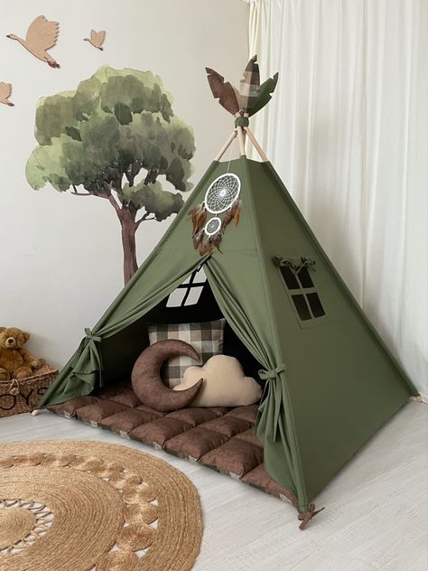 Teepee For Kids, Camping Room, Baby Room Themes, Kids Bedroom Inspiration, Baby Boy Room Decor, Nursery Room Design, Baby Room Inspiration, Nursery Room Inspiration, Teepee Tent