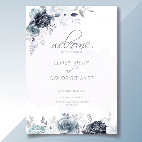 Elegant gray floral wedding invitation c... | Premium Vector #Freepik #vector #flower #frame #wedding #watercolor Black Floral Wedding, Watercolor Frame, Red Wedding Invitations, Elegant Wedding Invitation Card, Colorful Wedding Flowers, Silver Wedding Invitations, Floral Wedding Invitation Card, Wedding Invitation Card Template, Invitation Card Template