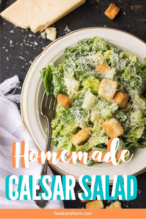 Flavorful and light, this caesar salad is perfect for any meal! Simple to make and delicious, my family loves caesar salads. Great for hot summer days or nights! #homemadecaesarsalad #caesarsalad #caesar Simple Ceasar Salad Recipes, The Best Caesar Salad, Cesar Dressing, Best Caesar Salad, Homemade Caesar Salad, Caesar Salads, Creamy Caesar Dressing, Salads Bowls, Bean Salads