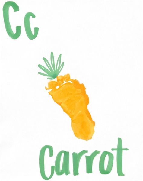 A Is For Footprint, Letter C Infant Art, Alphabet Activities For Infants, C Is For Handprint Craft, Letter C Footprint Craft, Hand Paint Abc Book, C Is For Craft Handprint, Footprint Alphabet Book, C Footprint Craft