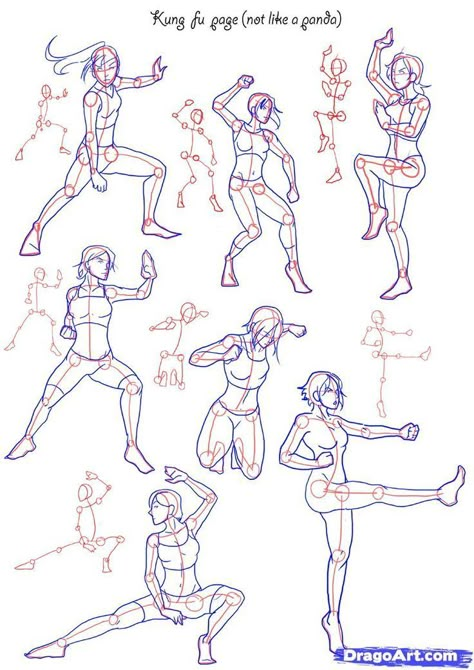 Art: Tips & Tutorials — Kung Fu Poses (from How To Draw Fighting Poses)... Draw Anime Poses, How To Draw People, Drawing Anime Bodies, Images Cartoon, How To Draw Anime, Drawing Eyes, Draw Manga, Draw People, Different Poses