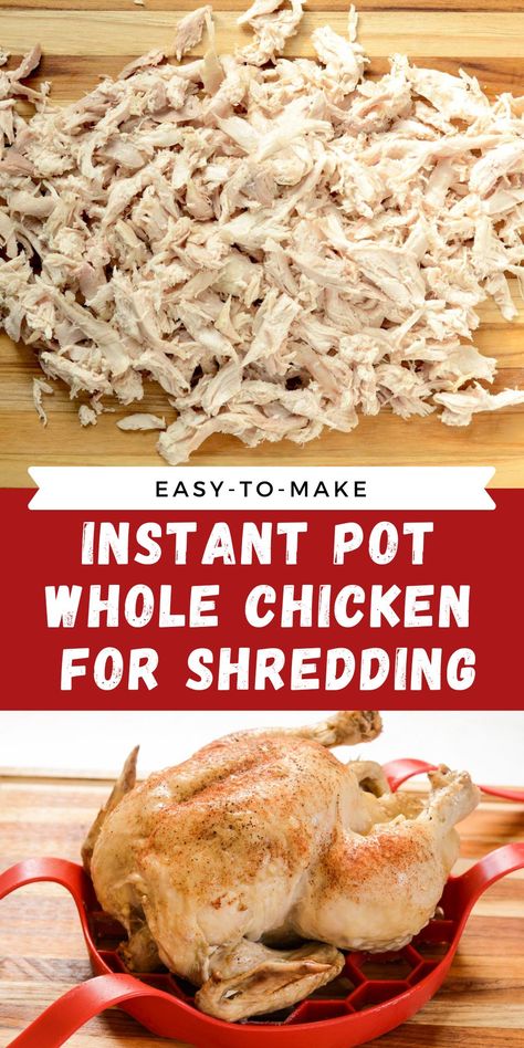 This Instant Pot Whole Chicken recipe is so easy that you’ll be making it on repeat. Perfect for serving whole rotisserie-style chicken or for shredded chicken. Rotisserie Chicken Uses, Instant Pot Whole Chicken, Whole Chicken Recipe, Chicken Instant Pot, Easy Shredded Chicken, Gluten Free Dinner Easy, Whole Chicken Recipes, Easy Gluten Free Desserts, Shredded Chicken Recipes