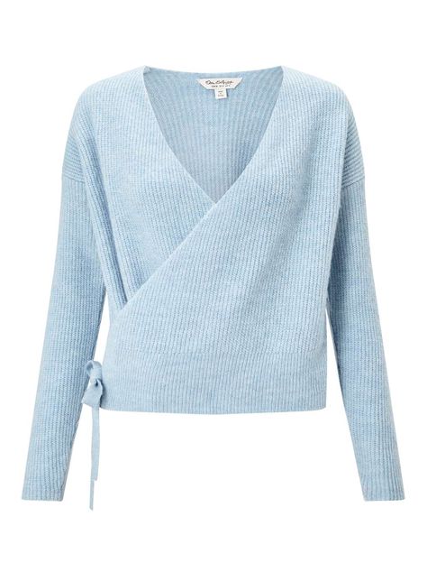 Pale Blue Outfit, Pola Kardigan, Blue Colour Shirt, Wrap Front Sweater, Corduroy Top, Wrap Front Top, Rare Clothing, Blue Jumper, Wrap Cardigan