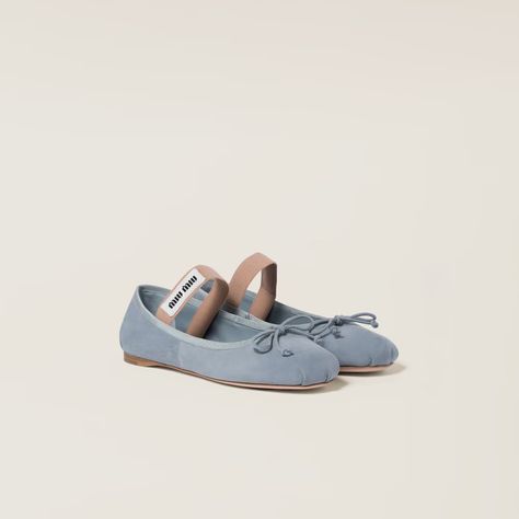 Miu Miu Flats, Miu Miu Sandals, Pretty Shoes Sneakers, Miu Miu Shoes, Sand Beige, Fashion Design Clothes, Rubber Heels, Blue Suede, Small Leather Goods