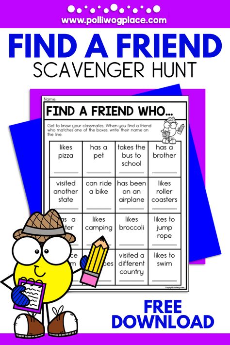 Free Find a Friend Scavenger Hunt for back to school. Help students get to know their classmates during the first days of school. Scavenger Hunt Ideas For School, Get To Know You Scavenger Hunt, Friendship Scavenger Hunt, Getting To Know You Scavenger Hunt, New Friend Scavenger Hunt, Back To School Scavenger Hunt, Find A Friend Who Activity, Science Scavenger Hunt, Kindness Scavenger Hunt School