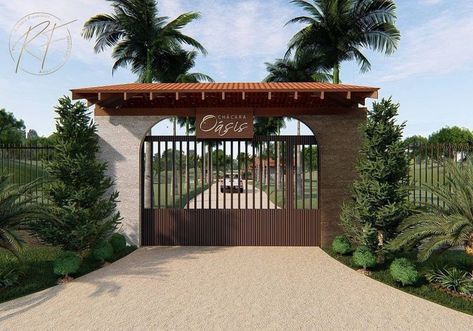 Farm Gates Entrance, Spanish Farmhouse, House Plan With Loft, Hacienda Style Homes, Farm Gate, Entrance Gates Design, Door Gate Design, House Gate Design, Model House Plan