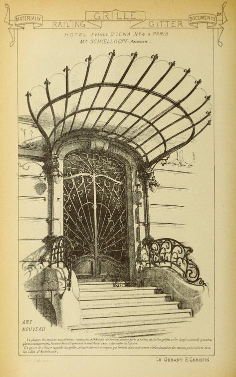 Materials and documents of architecture and scu... Art Nouveau Arquitectura, Architecture Art Nouveau, Art Parisien, Nouveau Architecture, Art Nouveau Architecture, Classic Architecture, Paris Art, Classical Architecture, Architecture Sketch