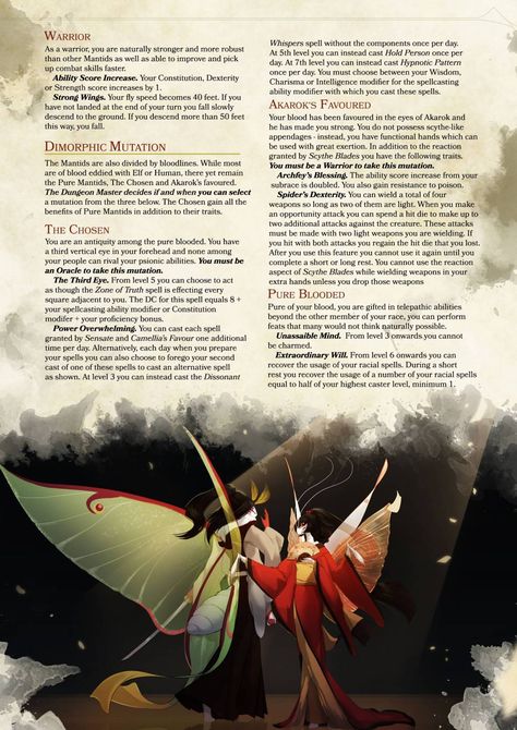 DnD 5e Homebrew — Mantids Race by DoctorGlorious 5e Races, Dungeons And Dragons Races, D D Races, Desert Background, Create Your Own Adventure, Dnd Races, Dnd Classes, Dnd 5e Homebrew, Dragon Rpg