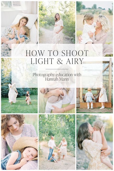 Love light filled photos? So do I! But make sure to avoid these mistakes along the way.

Photography Education with Hannah Mann | How to photograph families | Shooting film and hybrid | photography coach Light And Airy Camera Settings, Light And Airy Photography Editing, Light Airy Photography, Diy Home Photo Shoot Ideas, Light And Airy Wedding Photography, Hybrid Photography, Photography Lighting Tips, Photoshoot Lights, Light And Airy Photography