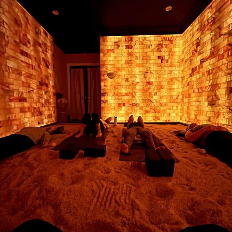 Himalayan salt therapy a wellness treat... Visit us now salt bricks.us Call us (636) 642-4787 #saltroom #spa #sauna #salttherapy #guides #trends #virals Salt Sauna, Salt Room Therapy, Holistic Retreat, Salt Cave Spa, Himalayan Salt Room, Salt Wall, Salt Therapy, Brand Moodboard, Salt Cave