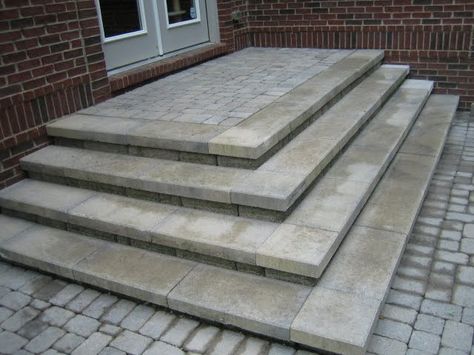 Concrete Front Steps, Patio Repair, Paver Steps, Patio Stairs, Front Door Steps, Front Porch Steps, Brick Paver Patio, Front Stairs, Brick Steps