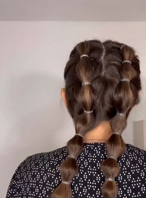 Rubber Band Pigtails, Tiny Rubber Bands Hairstyles, Hair Styles With Rubber Bands, Rubber Band Braids, Rubber Band Hairstyle, Using A Curling Iron, Long Hairstyle Ideas, Rubber Band Hairstyles, Super Cute Hairstyles