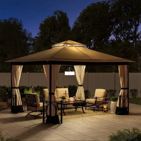 Lawn Activities, Gazebo Lighting, Gazebo Decorations, Steel Gazebo, Outdoor Structure, Backyard Gazebo, Patio Canopy, Hip Roof, Patio Gazebo