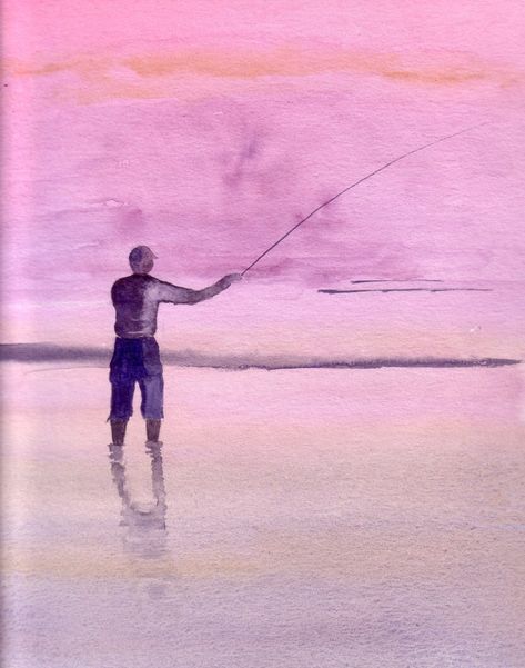 Fisherman Watercolour Greetings Card One Anglers Blank | Etsy Fisherman Birthday, Watercolour Card, Male Birthday, Watercolor Beginner, Doodle Ideas, Good Luck Cards, Fathers Day Card, Dad Birthday Card, Watercolor Greeting Cards