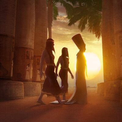 ArtStation - Artworks Nefertiti And Akhenaten, Egypt Style, Egypt Concept Art, Key Frame, The Vanishing, Ancient Egypt, African Art, Thing 1 Thing 2, Reign