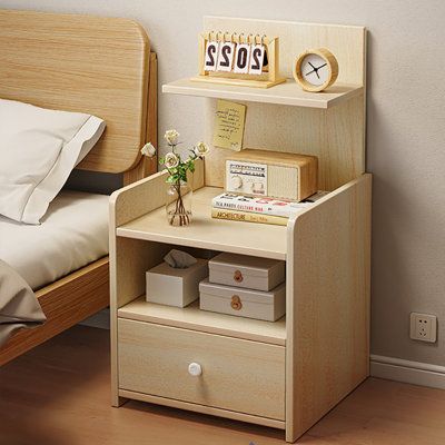 Unique Night Stands, Side Tables Bedroom Aesthetic, Aesthetic Night Stand, Night Stand Ideas, Nightstand Bookshelf, Bedside Table Aesthetic, Bedside Bookshelf, Side Bed Table, Unique Bedroom Furniture