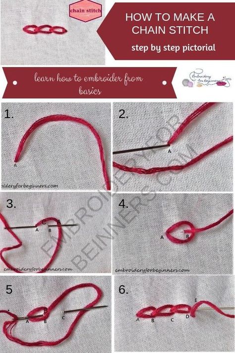 Embroidery Stitches Beginner, Chain Stitch Embroidery, Embroidery Stitches Tutorial, Embroidery Gifts, Learn Embroidery, Sewing Stitches, Hand Embroidery Stitches, How To Work, Embroidery For Beginners