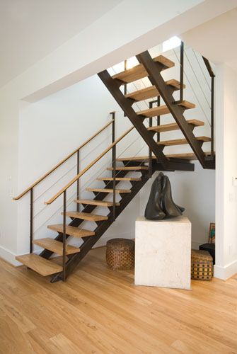 Metal Is Good: Custom Metal Fabrication Metal Building Insulation, Modern Staircase Railing, Metal Barn Homes, Staircase Design Modern, Contemporary Staircase, Custom Metal Fabrication, Stair Railing Design, Staircase Remodel, Metal Stairs