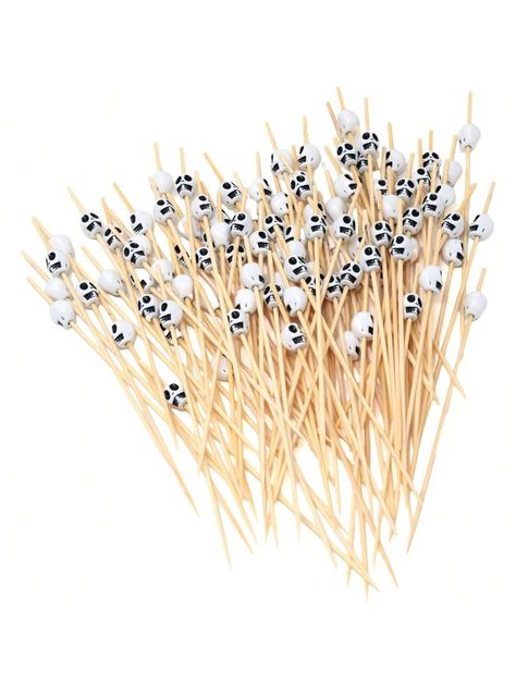 200/100/50/30/10pcs Natural Bamboo 4.7 Inch Skull Fruit Skewers, Finger Food Picks, Suitable For Birthday, Wedding, Party Decoration, Club, Fruits, Cupcakes, Hamburgers, Snacks, Pies Home Room Decoration Halloween Party,Kitchen,ChristmasI discovered amazing products on SHEIN.com, come check them out! Cocktail Fruit, Fruits Decoration, Skull Shape, Drink Decorations, Appetizer Sandwiches, Appetizer Picks, Drink Garnishing, Fruit Skewers, Garden Picnic