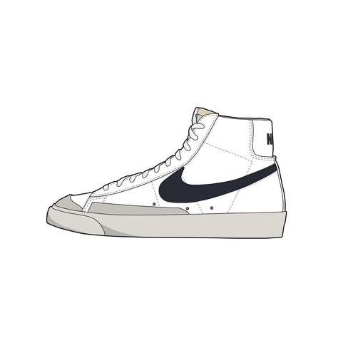 Nike Blazer Drawing, Nike Shoes Drawing, Mid Blazer, Blazer Shoes, Nike Art, Aphmau Fan Art, Cute Panda Wallpaper, Shoes Drawing, Logo Design Typography