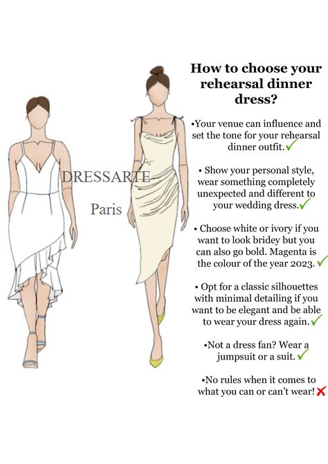 You probably know the drill by now, but let's start de board with a guide to help you choose your rehearsal dinenr dress. And don't forget, we are here to custom-make it. #rehearsaldinnerdress #rehearsaldress #weddingdress #custommade Rehearsal Dinner Dress, Dinner Dresses, Rehearsal Dinner Outfits, Dresses Design, Rehearsal Dinner Dresses, Rehearsal Dress, Wedding Rehearsal, Dinner Dress, Dinner Outfits