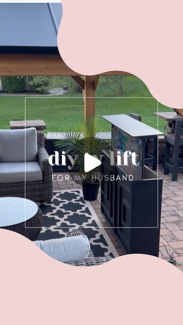 Nneka Mosley | DIY & Design + Lifestyle | PA on Instagram: "Here’s the final reveal of the  birthday gift I made for my superstar 🥰❤️…a mobile tv cabinet lift! When I tell y’all I was so excited to make this for my husband, I really was! He’s been talking about wanting to be able to watch football  outside this fall but we didn’t really have a good spot to hang a 50 inch tv outside so this tv cabinet lift on wheels is the perfect solution! I basically made a box and then bought a the tv lift mechanism from Amazon.   I used @touchstonehomeproducts 30003 lift for this…LINK IN BIO.  There are a few things I still need to do like cut out a panel in the back to get to the motor if we need to and give it a 4th coat of paint.  I’ll also make a cover for it.  And when it gets too cold, we’ll stor Diy Tv Lift Cabinet Hidden Tv, Motorized Tv Lift Cabinet, Tv Lift Cabinet Diy, Tv Lift Mechanism, Tv Lift Cabinet, Hidden Tv, Outdoor Tv, Diy Tv, Watch Football