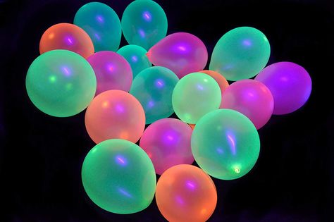 Neon Birthday Party, Dance Party Birthday, Tiffany Blue Color, Balloon Drop, Rose Gold Chrome, Blacklight Party, Glow Birthday, Neon Birthday, Purple Balloons