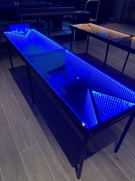 Led Beer Pong Table, Giant Beer Pong, Beer Pong Table Diy, Diy Beer Pong, Diy Beer Pong Table, Beer Games, Gaming Lounge, Diy Props, Cocktail Lounge