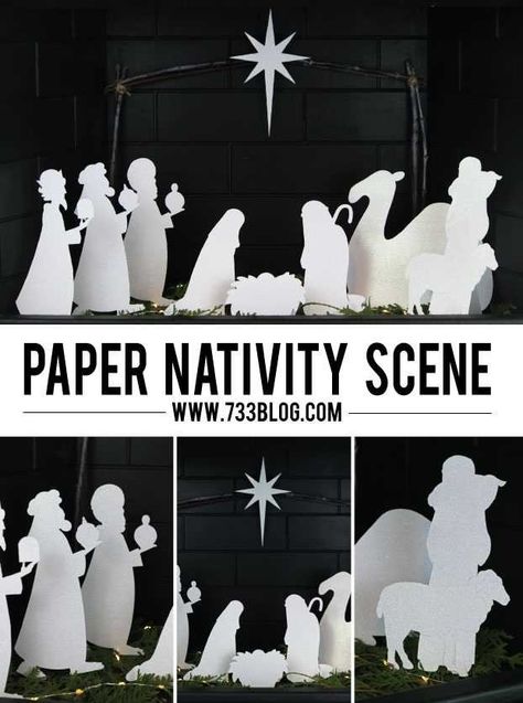 Paper Nativity Scene, Decoracion Navidad Diy, Paper Nativity, Scene Inspiration, Ward Christmas Party, Project Paper, Diy Nativity, Christmas Cricut, Nativity Scenes